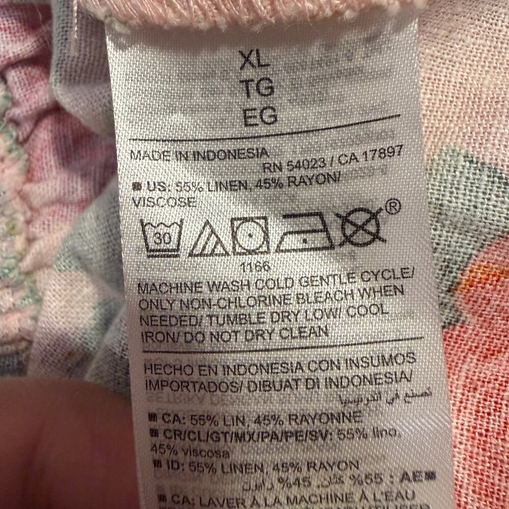 Old Navy Linen Blend Floral Pink Maxi Dress XL Cottage Coquette Resort Garden - Picture 7 of 9